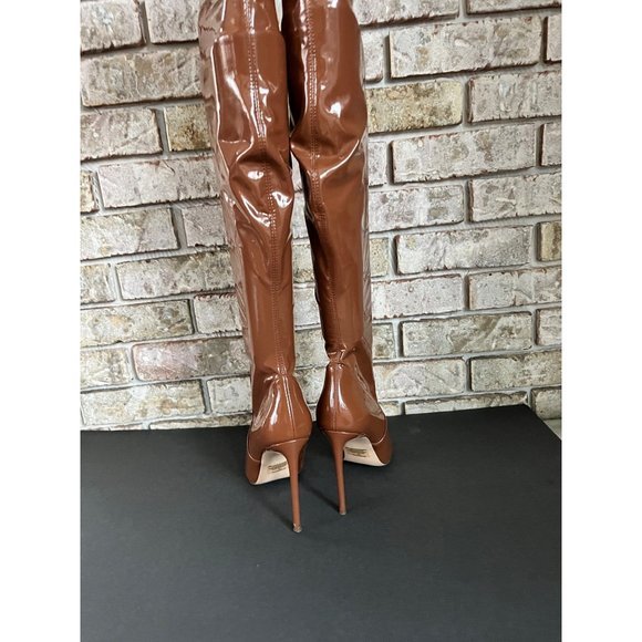 STEVE MADDEN Victorinikto brown patent thigh high boots size 7 - Picture 5 of 11